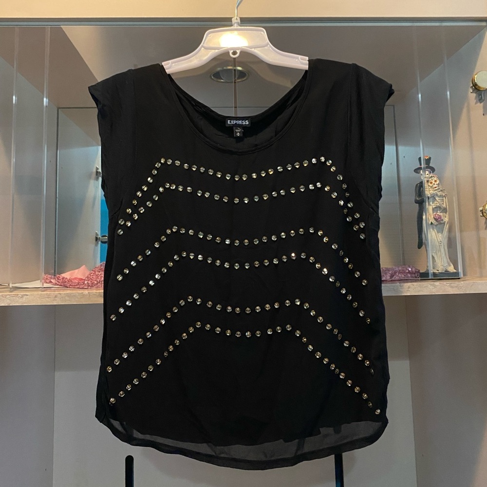 Express short sleeve sequin shirt